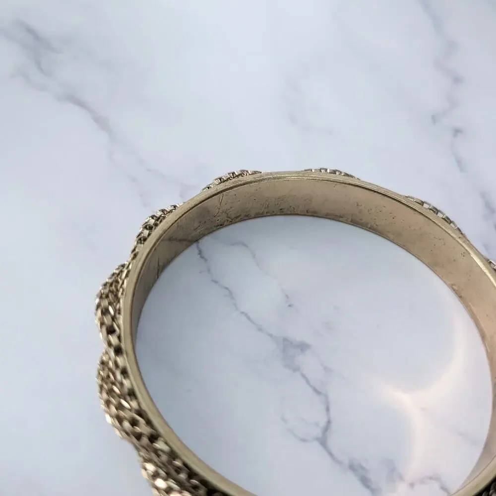 Vintage Bracelet / Bangle - Gold Tone with Woven Design